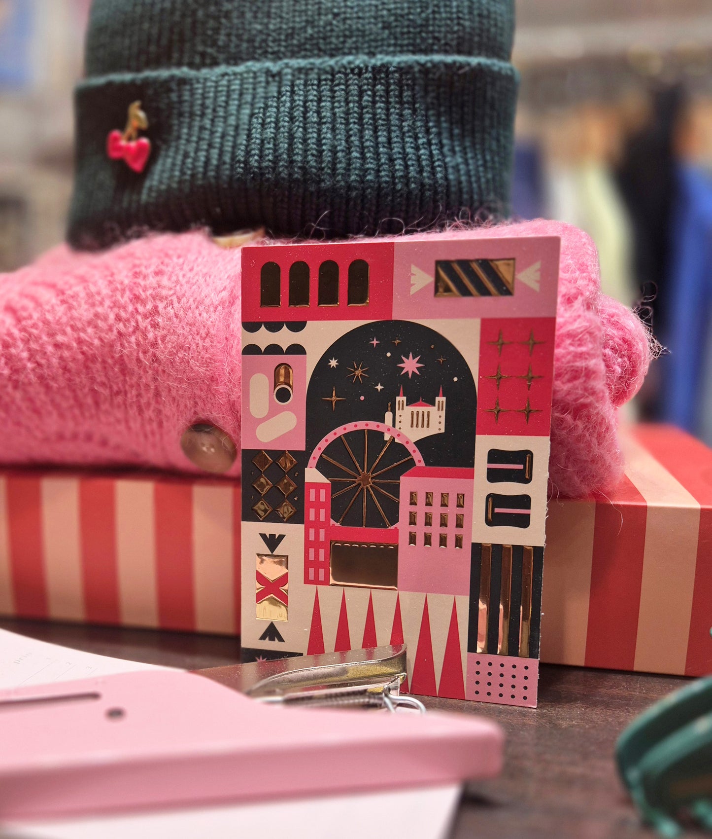 Carte de Lyon festif détails dorés