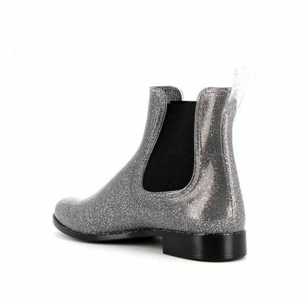 Bottines de pluie paillettes argentées