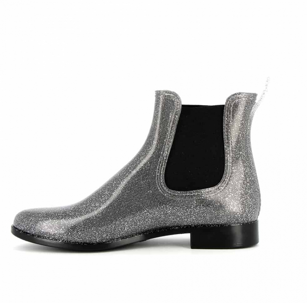Bottines de pluie paillettes argentées