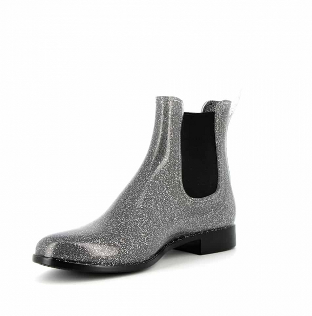 Bottines de pluie paillettes argentées