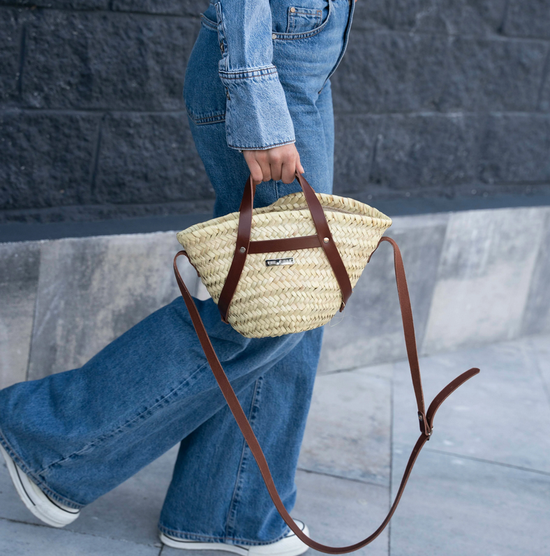 Le sac panier cuir Sunset Chataigne
