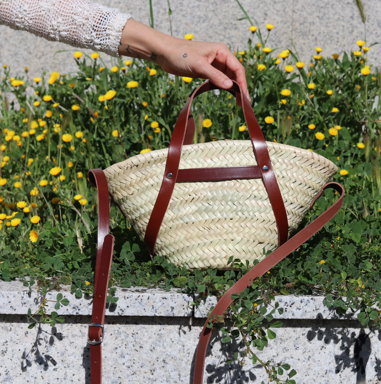 Le sac panier cuir Sunset Chataigne