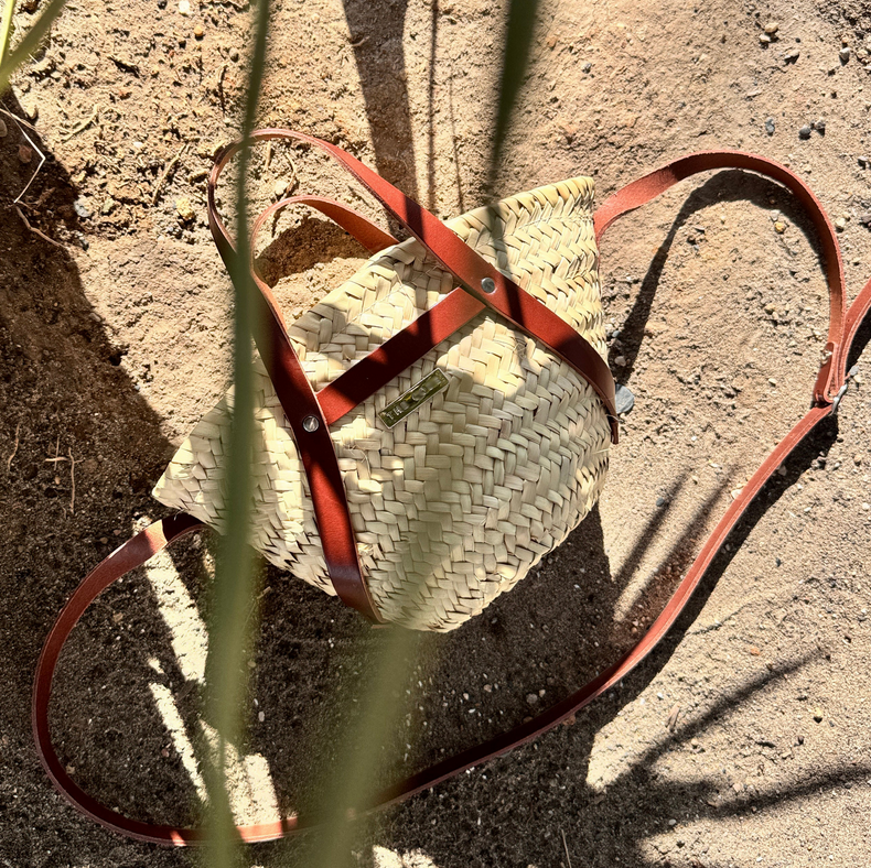 Le sac panier cuir Sunset cognac