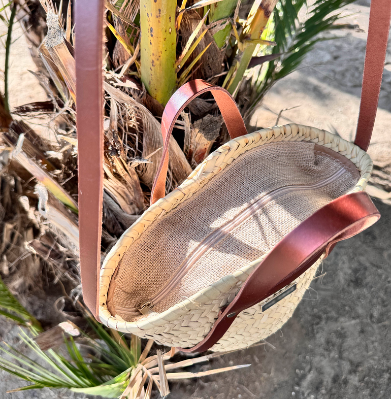 Le sac panier cuir Sunset cognac