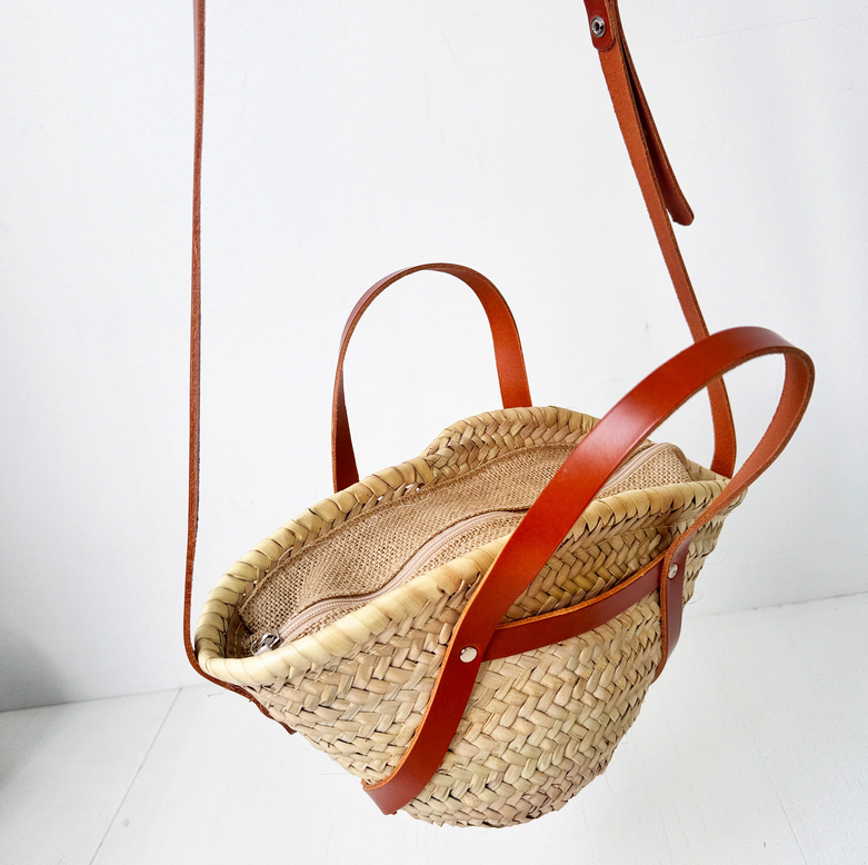 Le sac panier cuir Sunset cognac