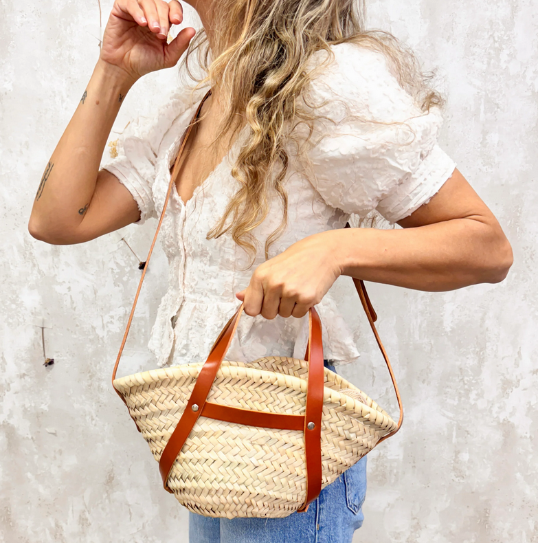 Le sac panier cuir Sunset cognac