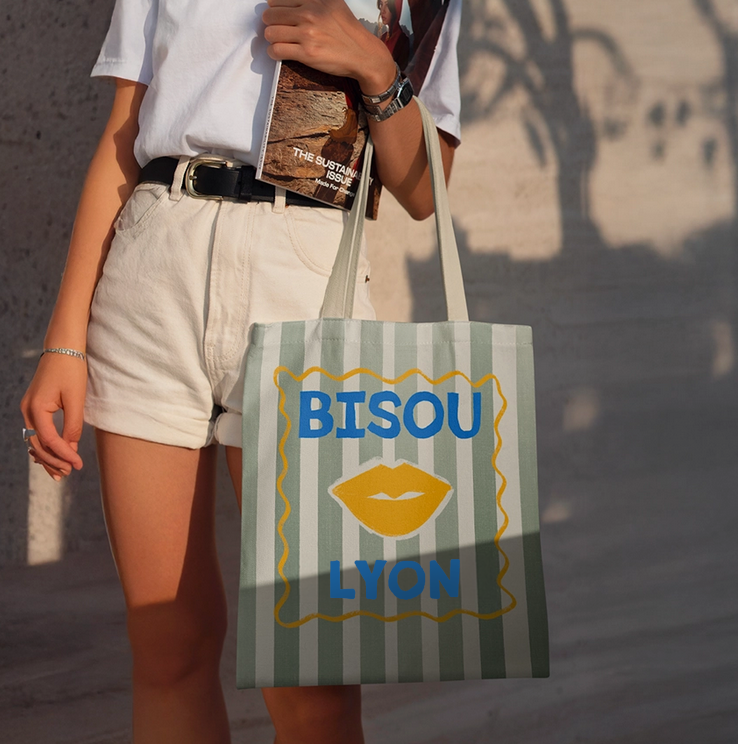 Totebag Bisou LYON rose ou vert