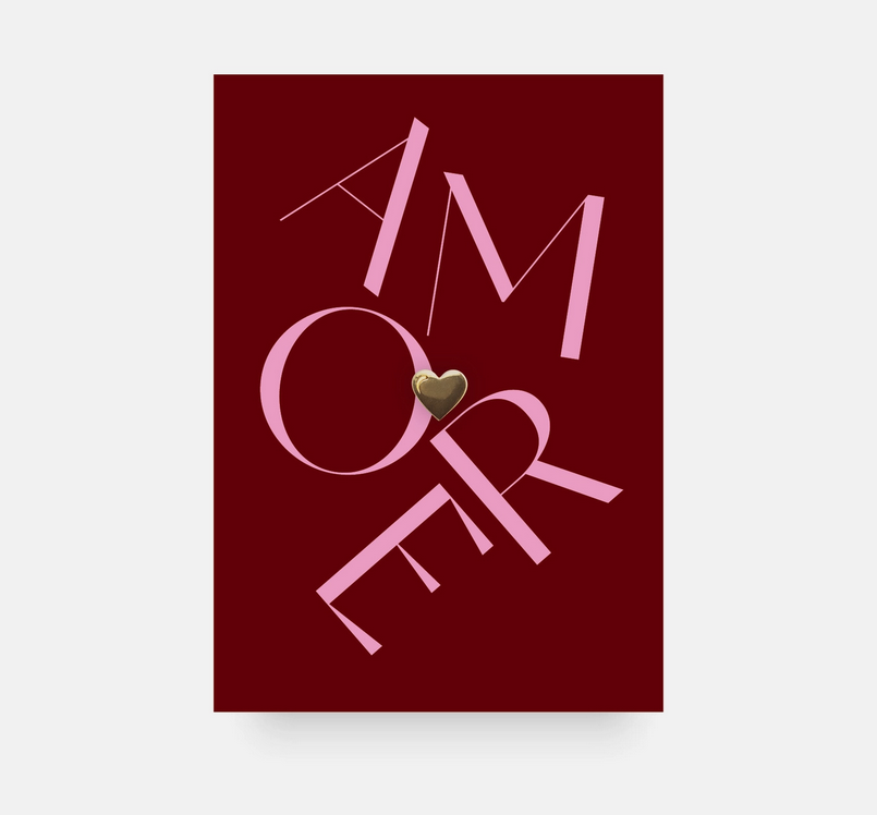 Mini pin's sur carte coeur amore