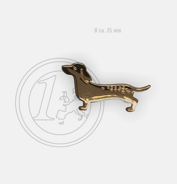 Mini pin's sur carte Teckel work hard