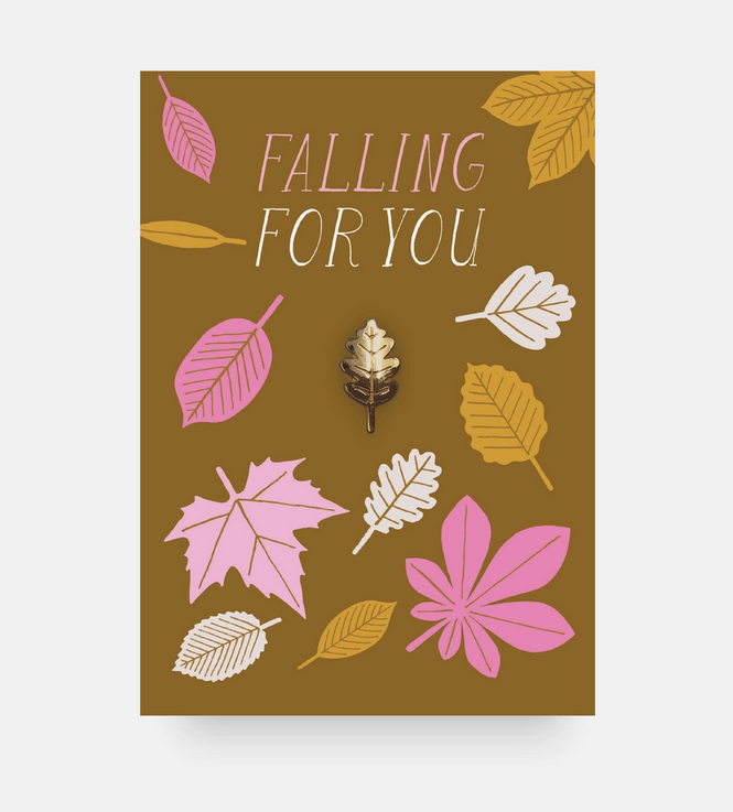 Mini pin's sur carte feuille falling for you