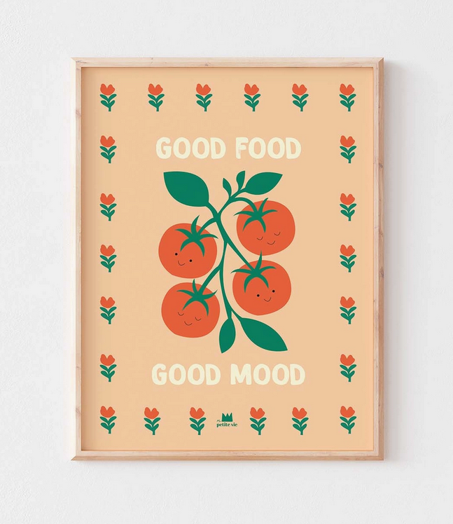 affiche 30x40cm Good food good mood tomates