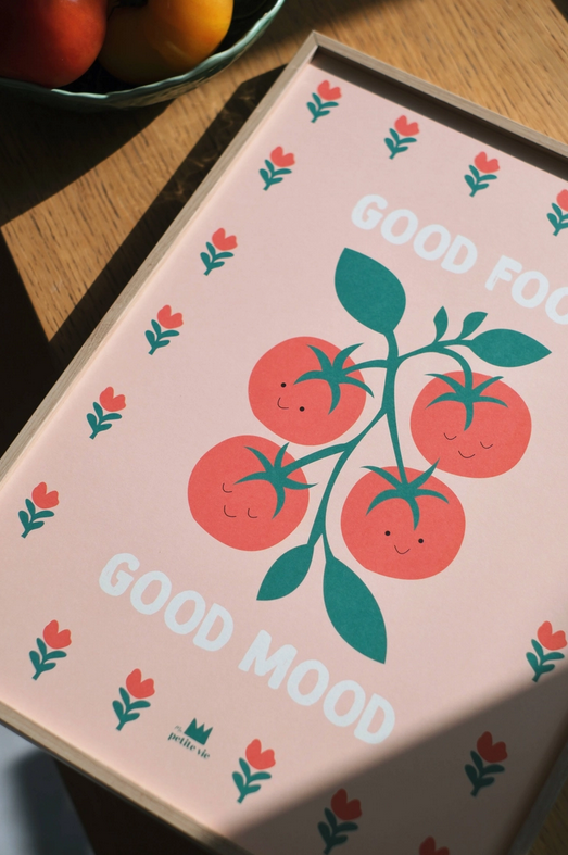 affiche 30x40cm Good food good mood tomates
