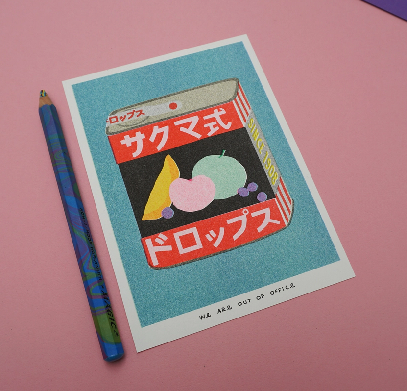 affichette art risographie Boîte de conserve de Sakuma Drops