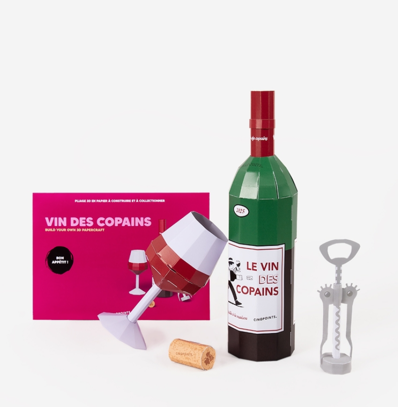 Kit assemblage papier 3D Bouteille de vin