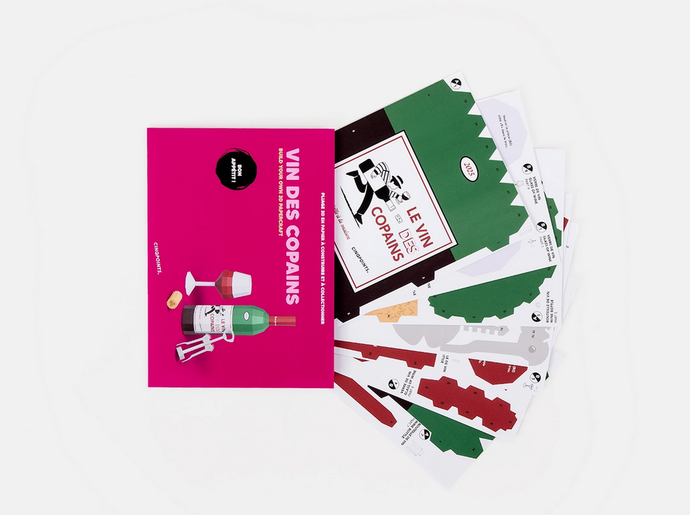 Kit assemblage papier 3D Bouteille de vin