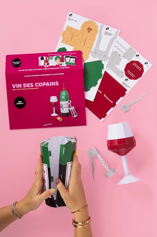 Kit assemblage papier 3D Bouteille de vin