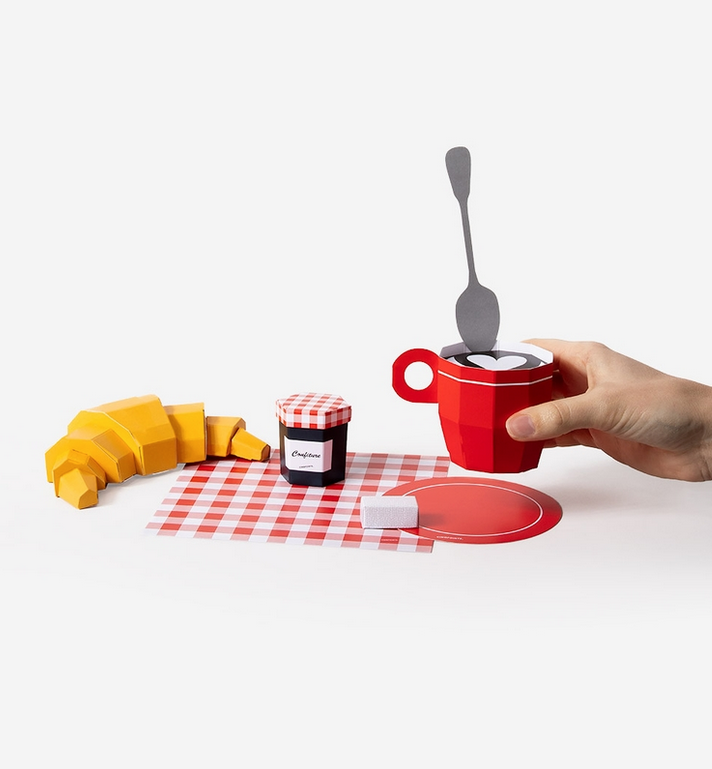 Kit assemblage papier 3D Petit dej croissant