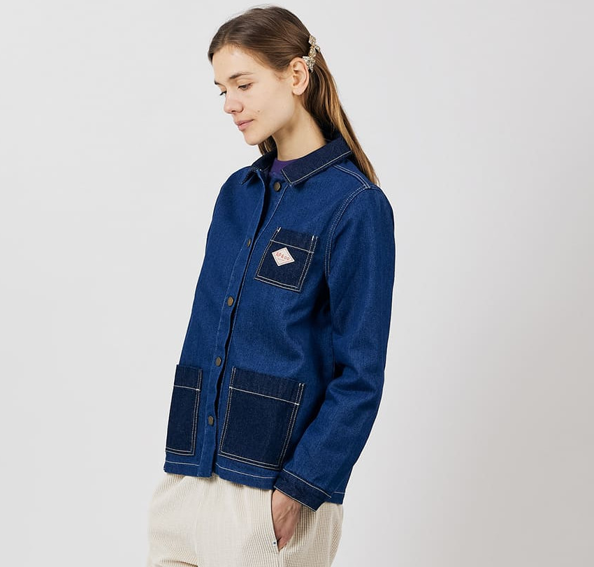 Veste worker denim contrasté