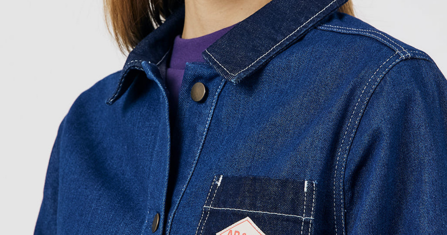 Veste worker denim contrasté