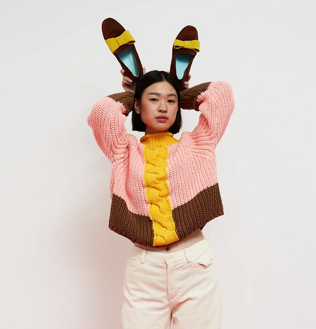 Pull Braid rose jaune