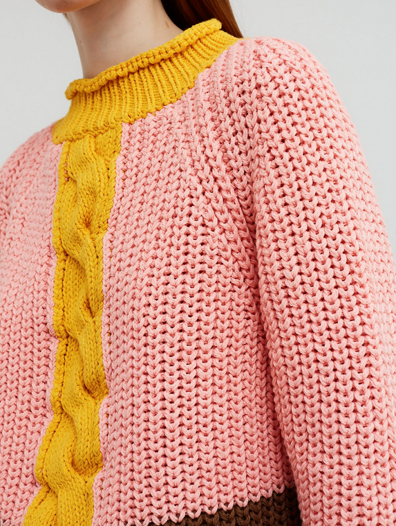 Pull Braid rose jaune