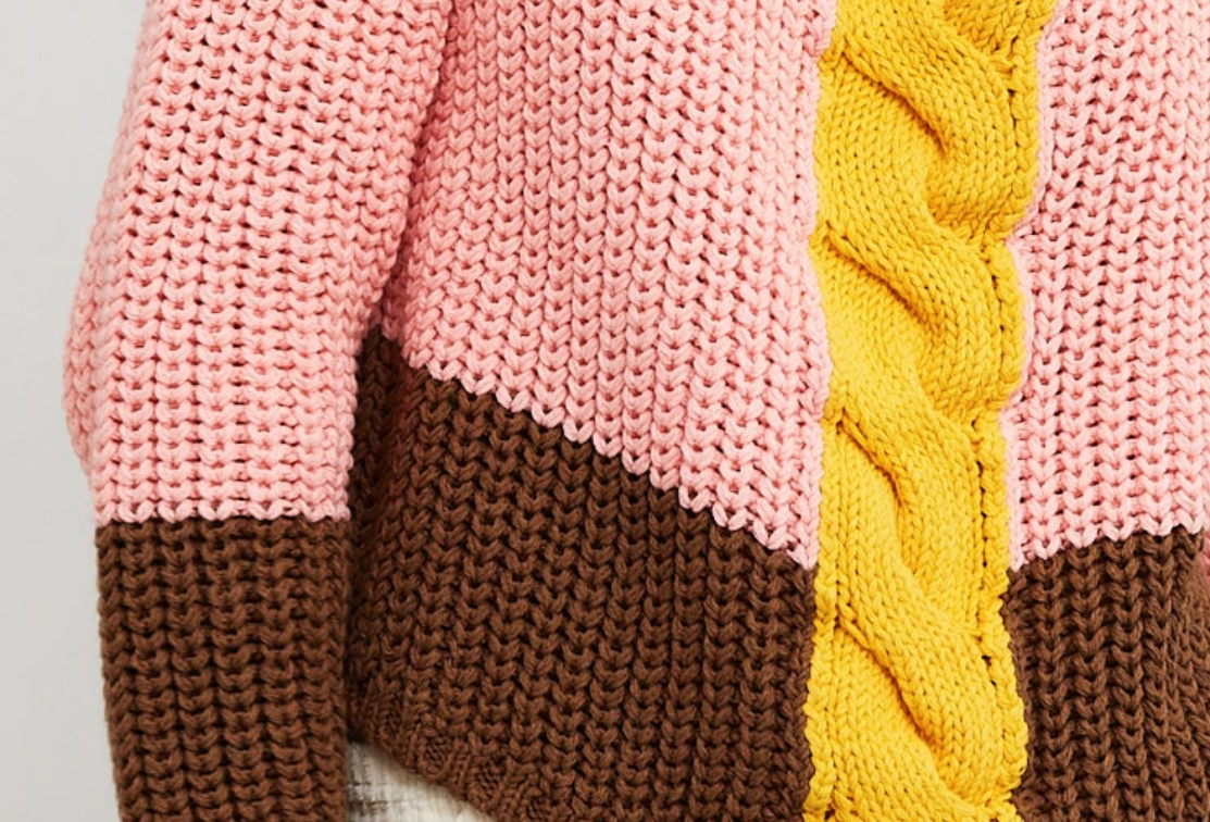 Pull Braid rose jaune