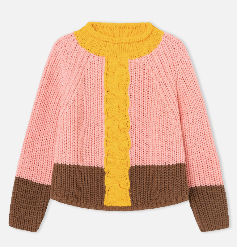 Pull Braid rose jaune