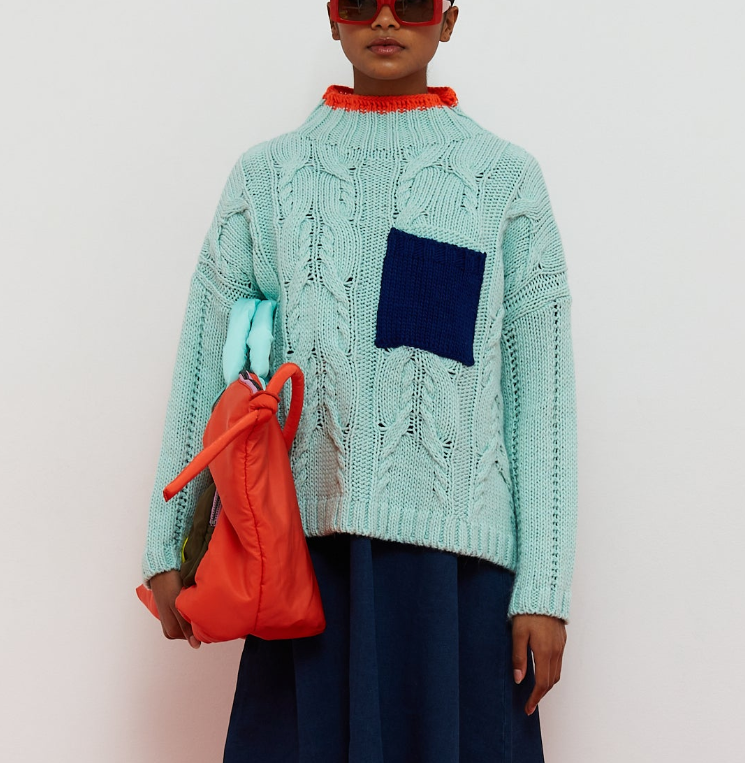Pull Waffle bleu