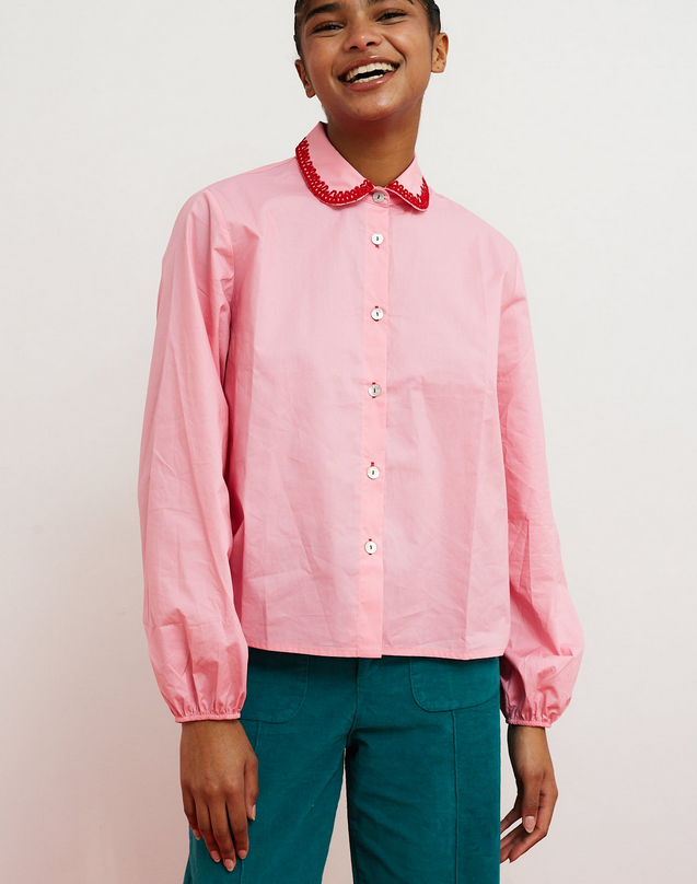 Chemise Ella rose brodée