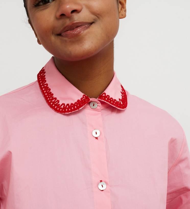 Chemise Ella rose brodée