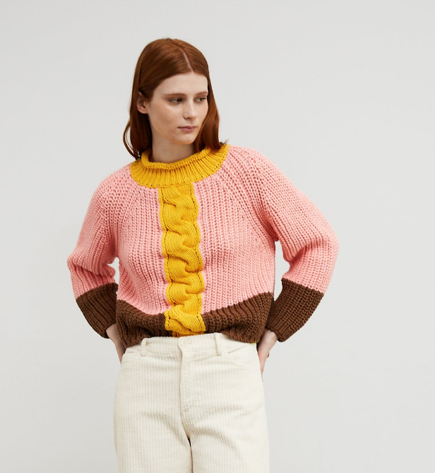 Pull Braid rose jaune