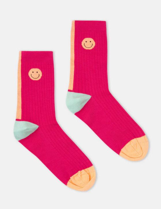 chaussettes colorbloc smiley / 3 COLORIS