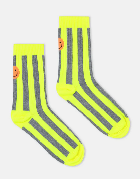 chaussette smiley rayure / 3 COLORIS