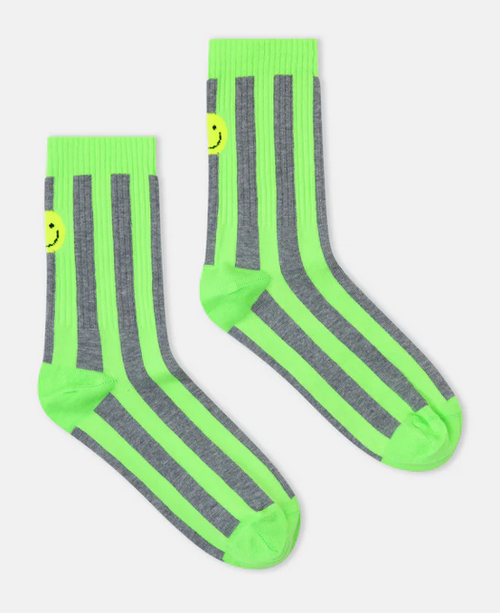 chaussette smiley rayure / 3 COLORIS