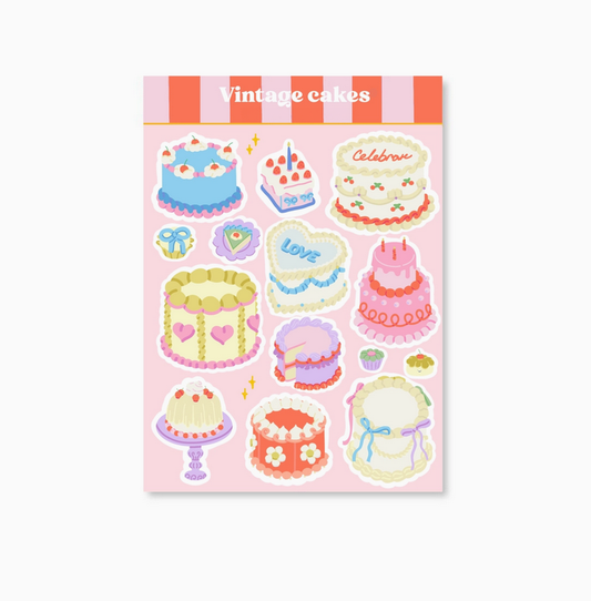 Planche stickers A6 Vintage Cakes
