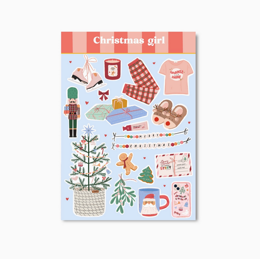 Planche stickers A6 Christmas Girl