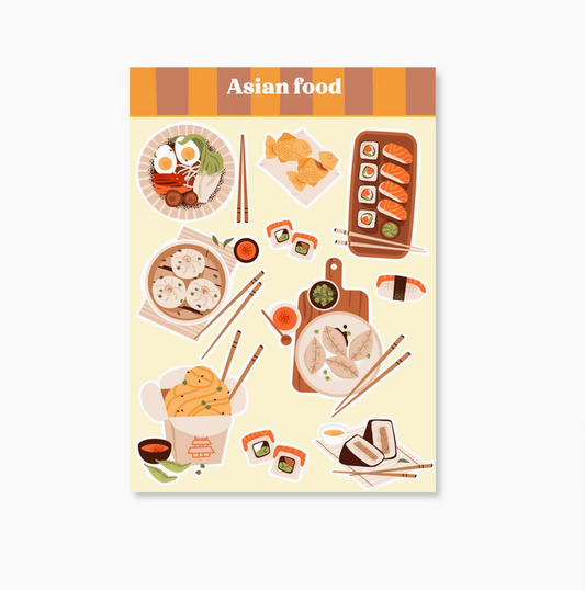 Planche stickers A6 Asian Food