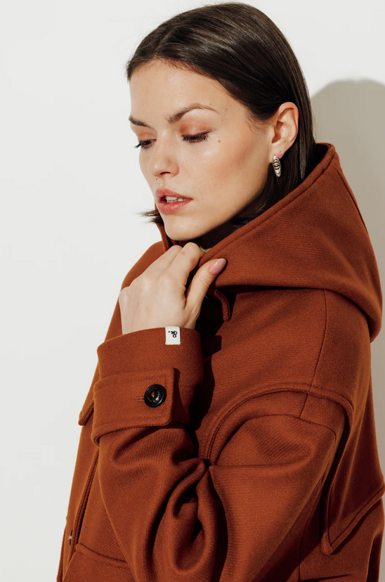 Manteau Brooklyn Laine 78% cognac