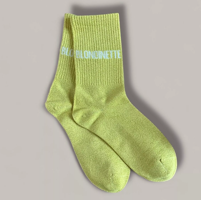 Chaussettes paillettes message Blondinette