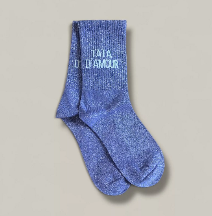Chaussettes paillettes message Tata d'amour