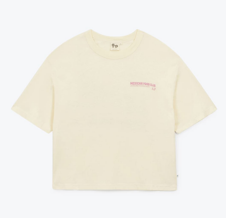 T-shirt Mexican food club / écru rose