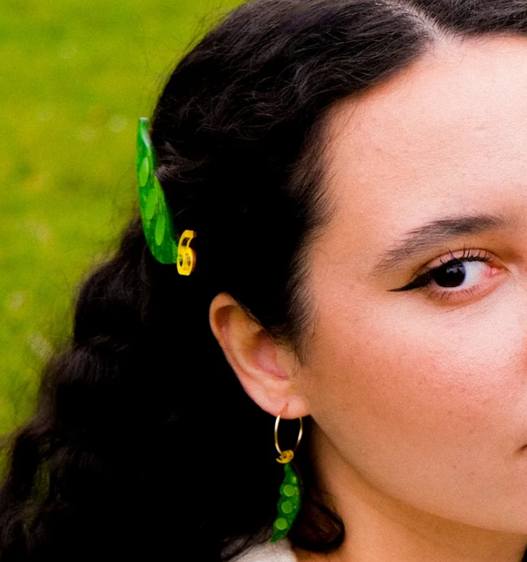 Pince clip cheveux cosse de petits pois