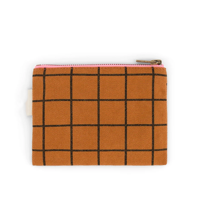 trousse porte-monnaie Marie grid caramel