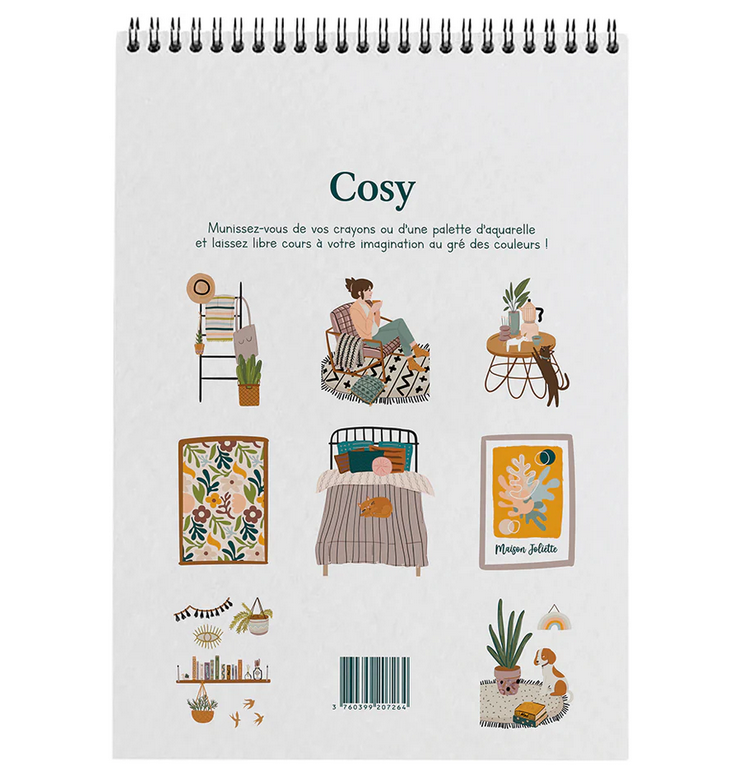 Carnet de coloriage A4 - 8 illustrations - Cosy moments