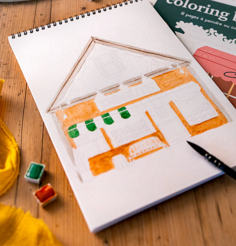 Carnet de coloriage A4 - 8 illustrations - boutiques