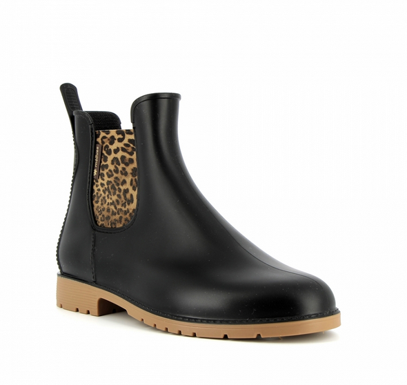 Bottines de pluie noir léopard