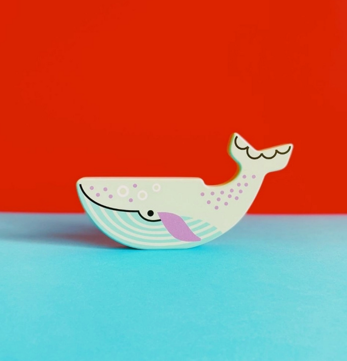 Jouet en bois dès 18 mois - la baleine bleue