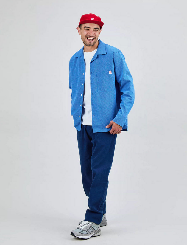 Chemise ASIS Daisy Checks Oversize bleu - écoresponsable