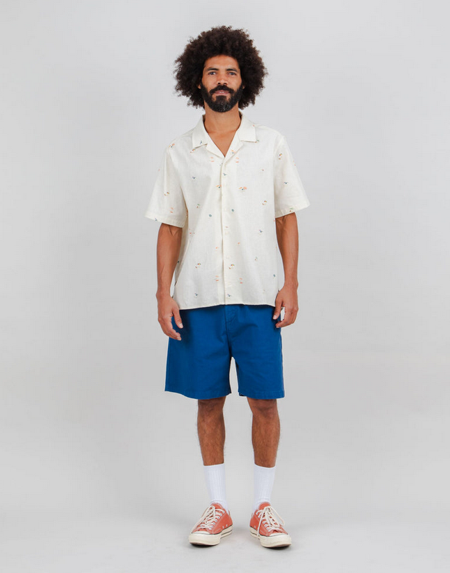 Chemise manches courtes coton bio Beach Please Aloha ecru