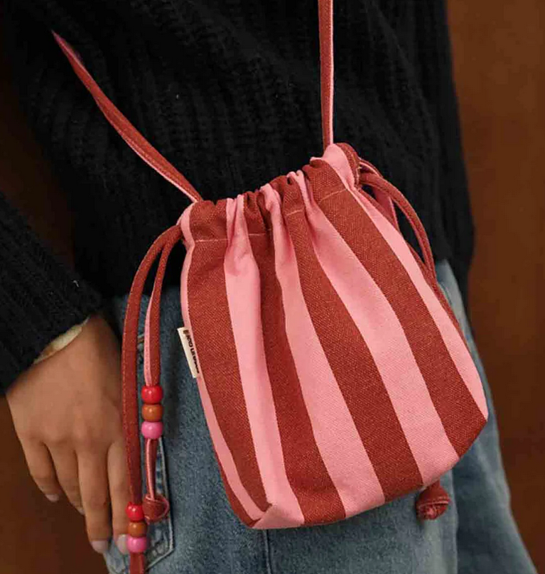 Mini sac Billie coton bio rayure pink